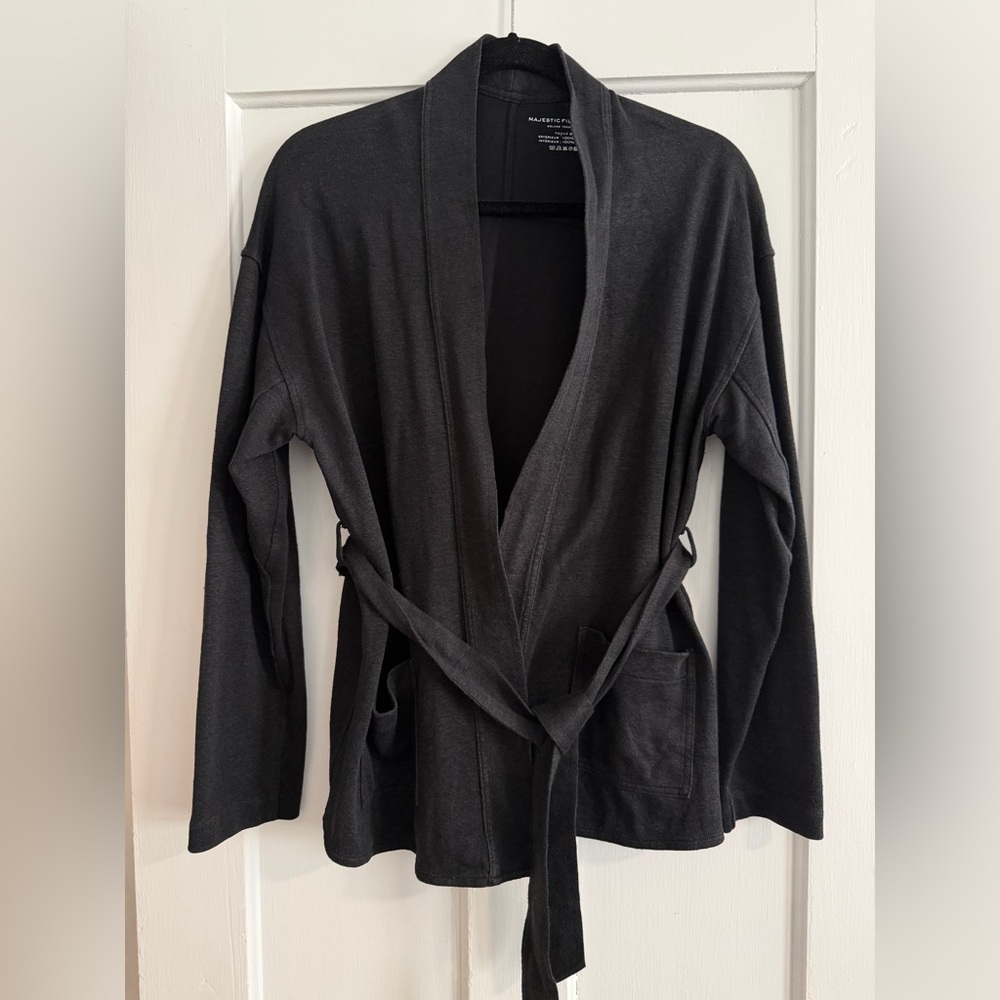 Majestic Filatures Deluxe Teeshirt Tie Waist Cardigan XL